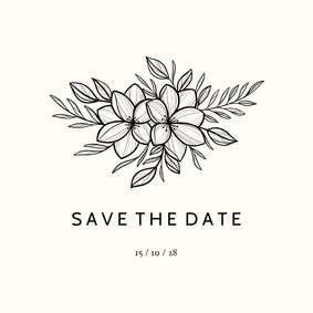 Karte Save-the-Date Hochzeitstermin schwarze Blumen