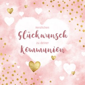 Kommunion Glückwunschkarte Herzen Aquarell