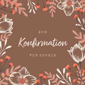 Konfirmation Glückwunschkarte Blumenrahmen