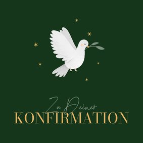 Konfirmations-Glückwunschkarte Taube mit Zweig