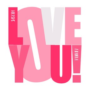 Love you Karte Text in pink