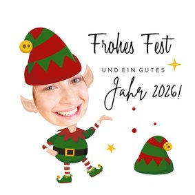 Lustige Fotokarte Weihnachtself 'Make yourself an elf'