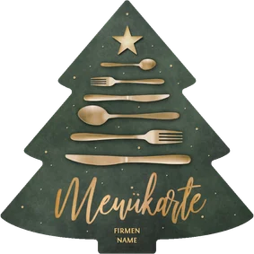 Menükarte Weihnachtsessen Firma Tannenbaum Besteck