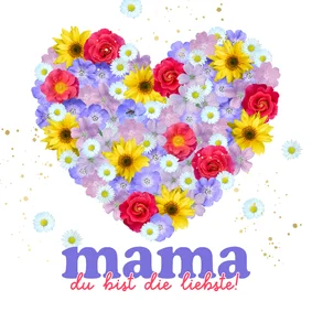 Muttertagskarte Blumenherz bunte Blumen