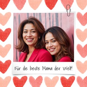 Muttertagskarte Foto mit Büroklammer und Herzen