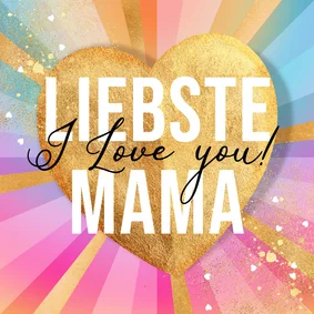 Muttertagskarte Regenbogen goldenes Herz LGBTQ+ Mama