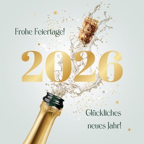 Neujahrsgrüße knallender Sektkorken