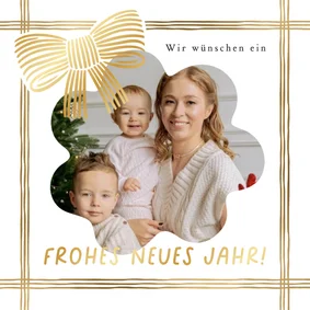 Neujahrsgrußkarte Foto mit Goldschleife
