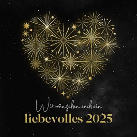 Neujahrsgrußkarte Herz aus Feuerwerk