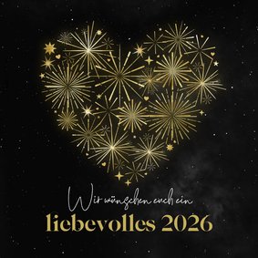 Neujahrsgrußkarte Herz aus Feuerwerk