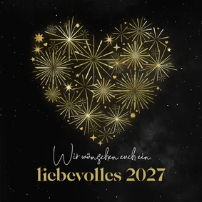 Neujahrsgrußkarte Herz aus Feuerwerk