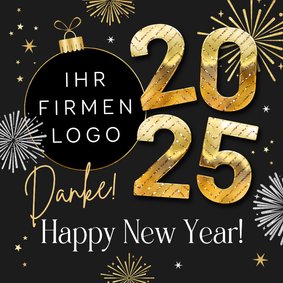 Neujahrskarte Firma 2025, Logo & Feuerwerk