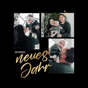 Neujahrskarte Fotocollage mit Goldschrift