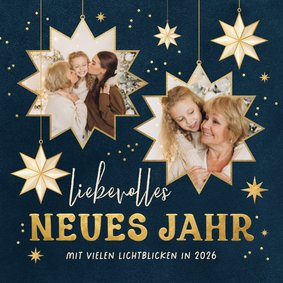 Neujahrskarte Fotocollage Sterne 'liebevolles neues Jahr'