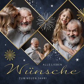 Neujahrskarte Fotocollage & Feuerwerk