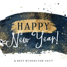 Neujahrskarte geschäftlich Aquarell & Goldlook
