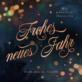 Neujahrskarte geschäftlich Kupfer Schriftzug dunkelblau