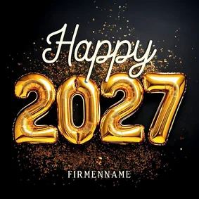 Neujahrskarte 'Happy 2027' Luftballons