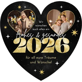 Neujahrskarte Herzkarte Fotocollage Herzrahmen 2027