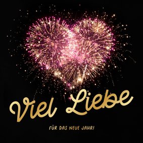 Neujahrskarte Liebe Feuerwerk Rosa Schwarz