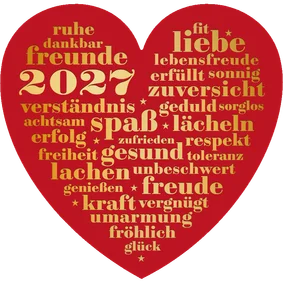 Neujahrskarte rotes Herz Neujahrswünsche