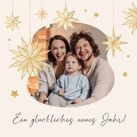 Neujahrskarte Sterne & Foto freie Form