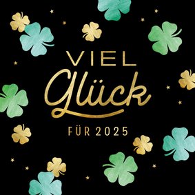 Neujahrskarte viel Glück Kleeblätter