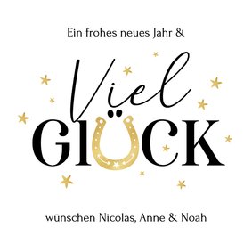 Neujahrskarte 'Viel Glück' mit Hufeisen