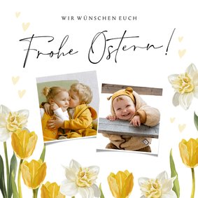 Osterkarte Fotos, Tulpen und Narzissen