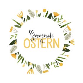 Osterkarte 'Gesegnete Ostern' Blumenkranz