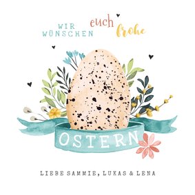 Osterkarte Osterei mit Tupfen