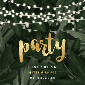 Partyeinladung Dschungel und Lichterkette