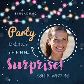 Partyeinladung Surpriseparty mit Foto