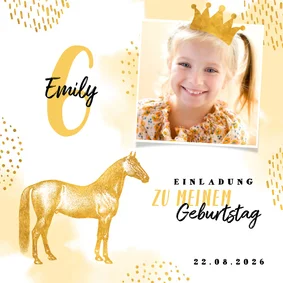 Pferde-Einladung 6. Kindergeburtstag eigenes Foto