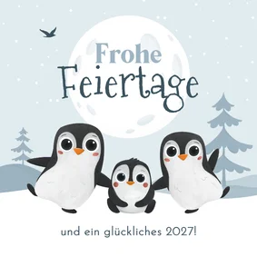 Pinguine im Schnee Weihnachtsgrußkarte Kinder Familie