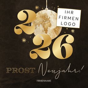 'Prost Neujahr!' geschäftliche Neujahrskarte Logo Welt 2026