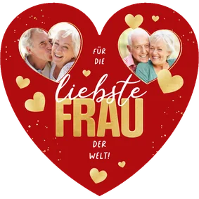 Rote Valentinskarte Herzform & Fotos Frau