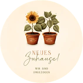 Runde Umzugskarte Topfpflanzen
