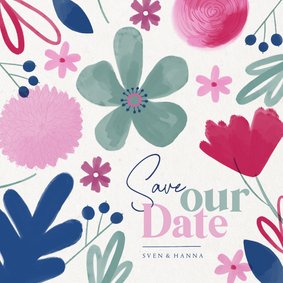 Save-our-Date-Karte Aquarellblumen