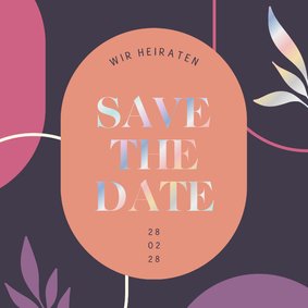 Save-the-Date-Hochzeitskarte holografischer Schriftzug