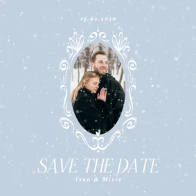 Save-the-Date Hochzeitskarte Schneeflocken Winter Foto