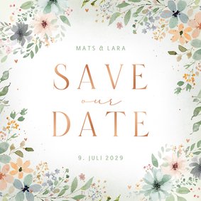 Save-The-Date-Karte Blumenranken Aquarell