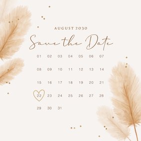 Save-the-Date-Karte Boho Kalender Pampasgras