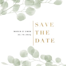 Save-the-Date-Karte eleganter Eukalyptus Foto innen