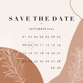 Save-the-Date-Karte Hochzeit Kalender filigrane Zweige