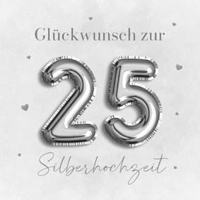 Silberhochzeit Glückwunschkarte 25 Silberballons