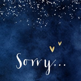 Sorry-Karte mit Herzchen dunkelblau
