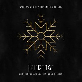 Stilvolle geschäftliche Weihnachtskarte goldene Schneeflocke