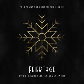Stilvolle geschäftliche Weihnachtskarte goldene Schneeflocke