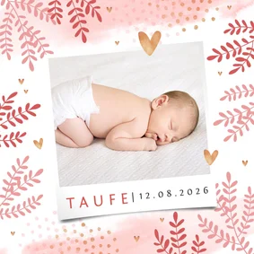 Taufeinladung botanischer Aquarelllook mit Foto